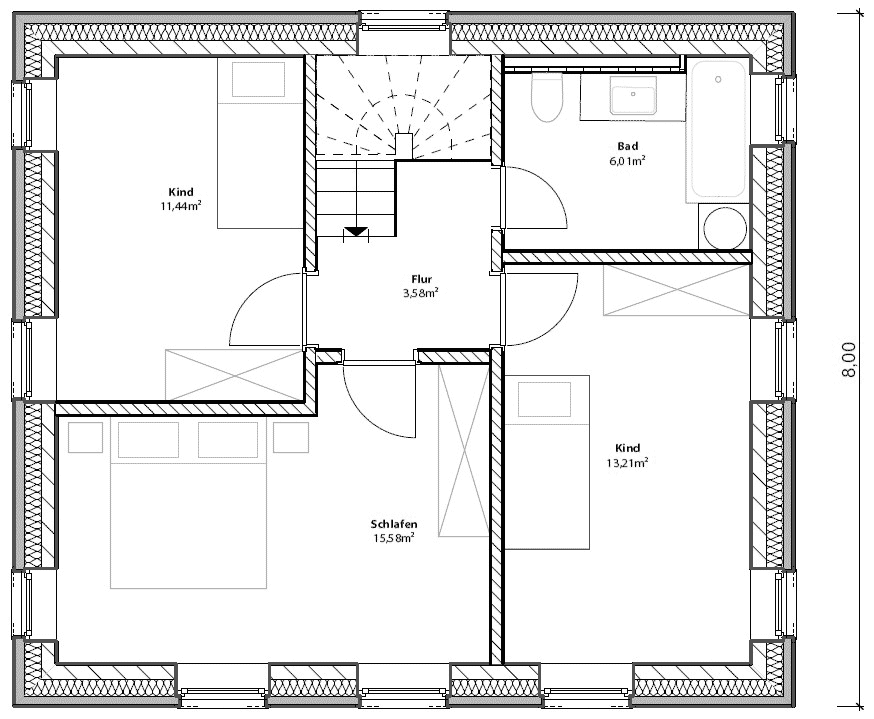 Grundriss Obergeschoss Einfamilienhaus