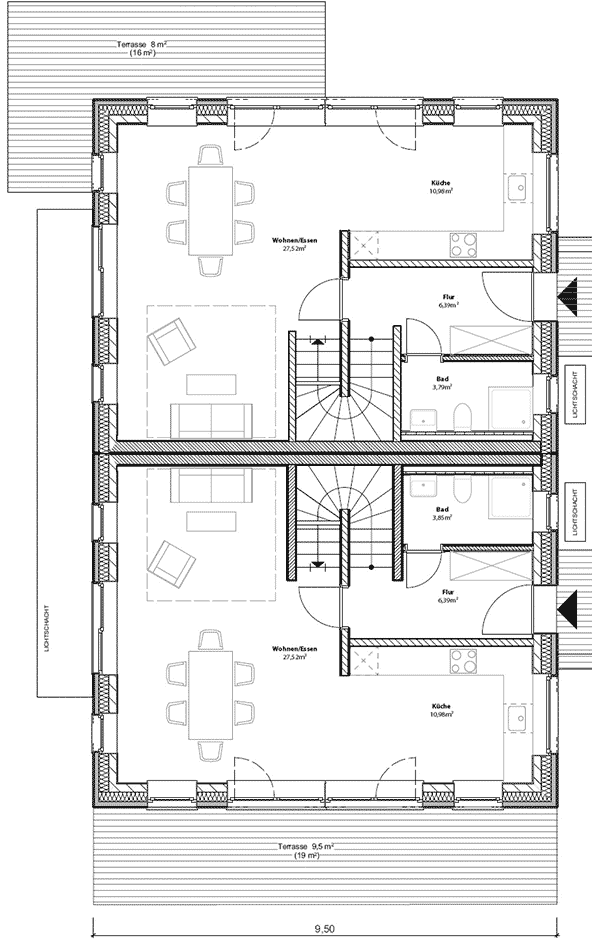 Grundriss Erdgeschoss Doppelhaushälften